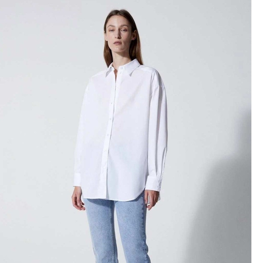 House of Dagmar White Cotton Oversized Button Down Shirt Women Size 36